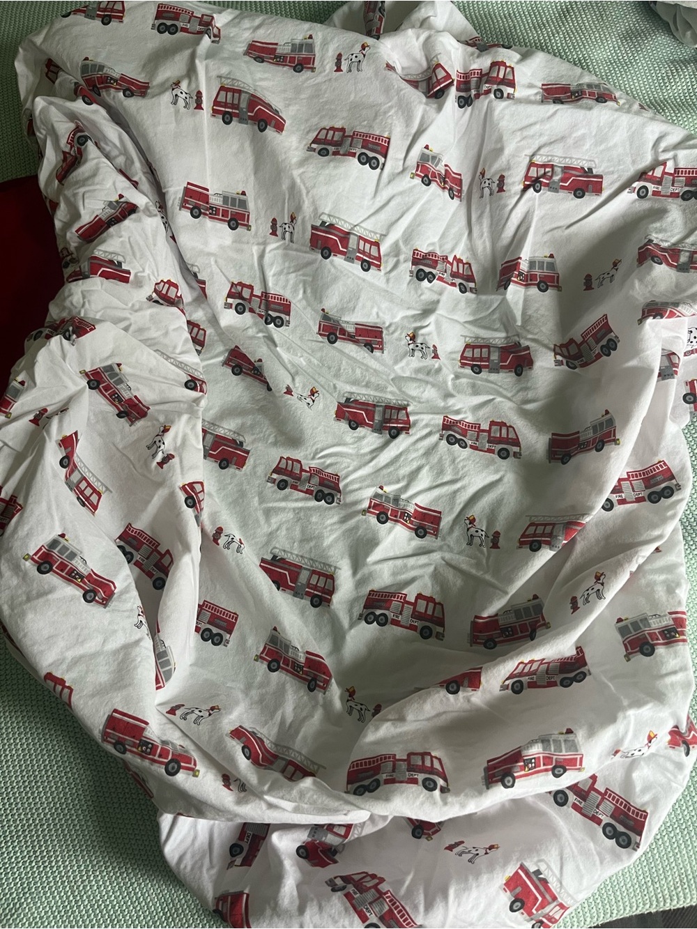White Fire Truck Fitted Crib Sheet
